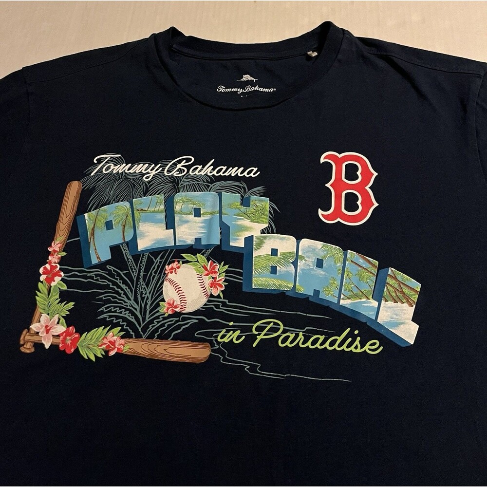 Tommy Bahama Boston Red Sox Play Ball Spring MLB T-Shirt LARGE Tropical Beach